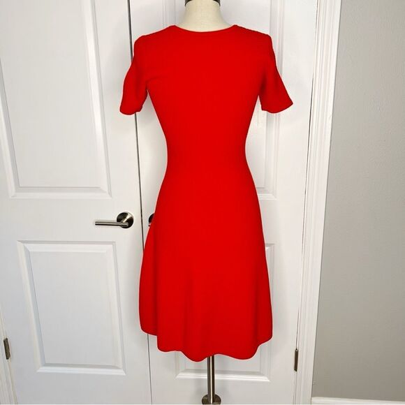 HUGO BOSS Fleala Knit Fit & Flare Dress Red Size Small - Picture 6 of 13
